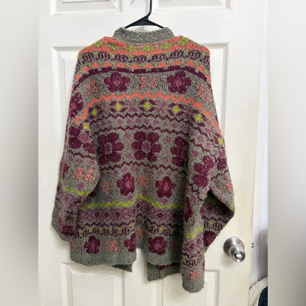Natural Life Calla Jacquard Cardigan open-front sweater colorful boho pattern. - Picture 2 of 4